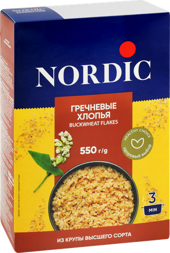 Хлопья гречневые NORDIC, 550г, вид