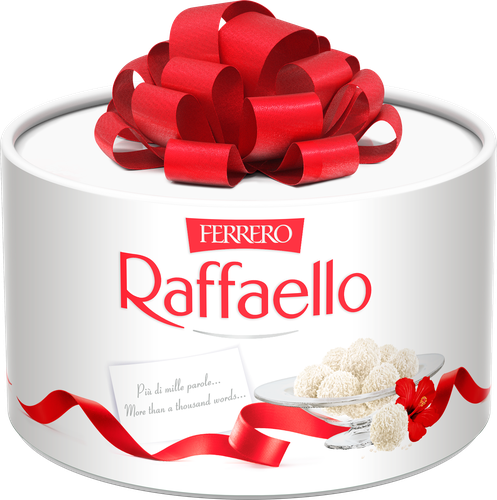 Конфеты RAFFAELLO с цельным миндальным орехом в кокосовой обсыпке, 100г, крупный план