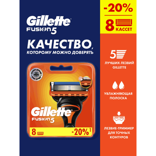 Кассеты сменные для бритья GILLETTE Fusion 5, 8шт, фото