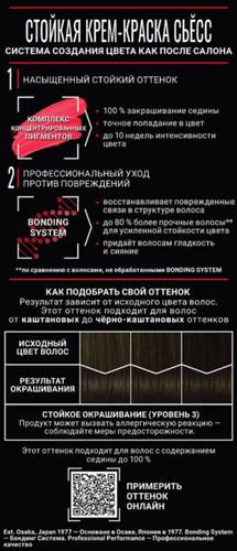 Краска для волос СЬЁСС 3–1 Темно–каштановый, 115мл, фото