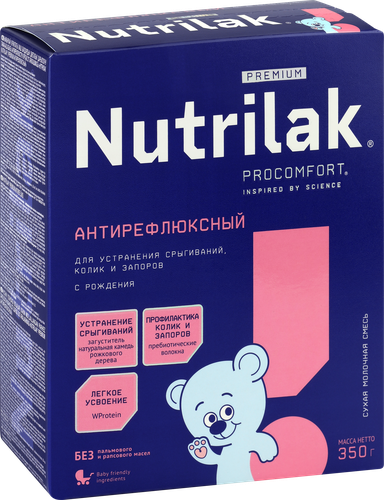 Смесь молочная NUTRILAK Антирефлюксный специализированная, с рождения, 350г, крупный план