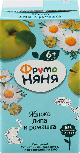 Напиток ФРУТОНЯНЯ Яблоко, липа, ромашка неосветленный, с 6 месяцев, 200мл, детальное фото