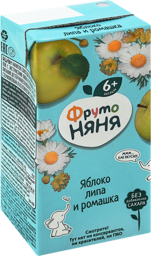Напиток ФРУТОНЯНЯ Яблоко, липа, ромашка неосветленный, с 6 месяцев, 200мл, вид