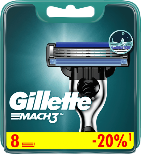 Кассеты сменные для бритья GILLETTE Mach3, 8шт, детальное фото