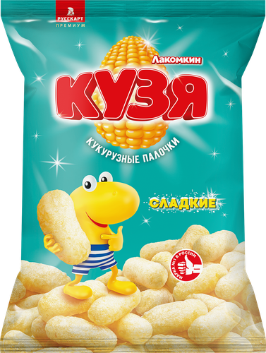 Палочки кукурузные КУЗЯ ЛАКОМКИН с сахарной пудрой, 140г, детальное фото
