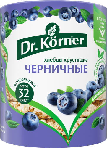 Хлебцы DR KORNER Злаковый коктейль черничный, 100г, крупный план