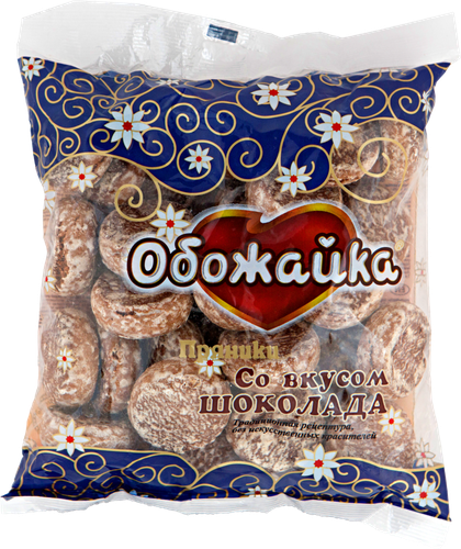Пряники СОРМОВО Обожайка со вкусом шоколада, 380г, крупный план