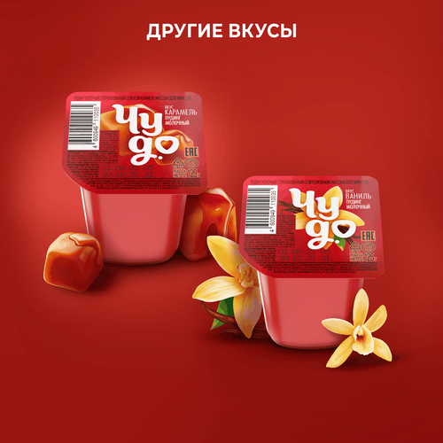 Пудинг молочный ЧУДО Шоколад 3,1%, без змж, 125г, крупный план