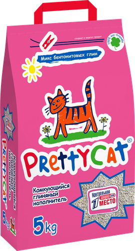 Наполнитель бентонитовый для туалета домашних животных PRETTYCAT комкующийся, 5кг, детальное фото