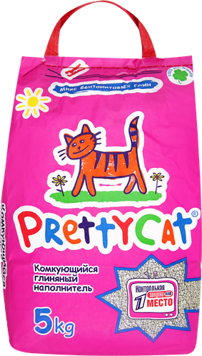 Наполнитель бентонитовый для туалета домашних животных PRETTYCAT комкующийся, 5кг, детальное фото