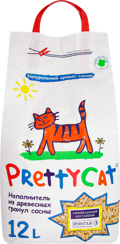 Наполнитель древесный для туалета домашних животных PRETTYCAT, 12л, крупный план