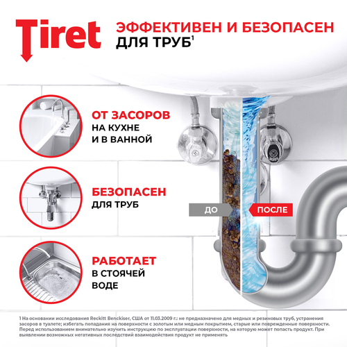 Гель для удаления засоров в канализационных трубах TIRET Turbo, 1л, детальное фото