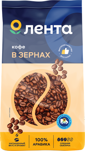 Кофе зерновой ЛЕНТА жареный, 1кг, фото