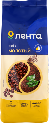 Кофе молотый ЛЕНТА жареный, 500г, вид