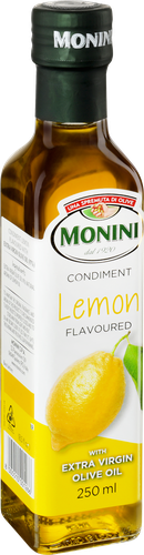 Масло оливковое MONINI Limone с ароматом лимона, Extra Vergine, 250мл, крупный план
