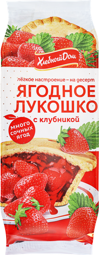 Кекс ХЛЕБНЫЙ ДОМ Ягодное Лукошко с клубничной начинкой 2х70г, крупный план