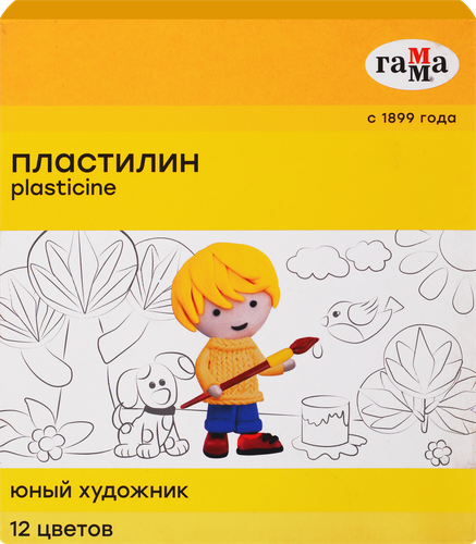 Пластилин ГАММА Юный художник 12 цветов, со стеком Арт. 280045, фотография