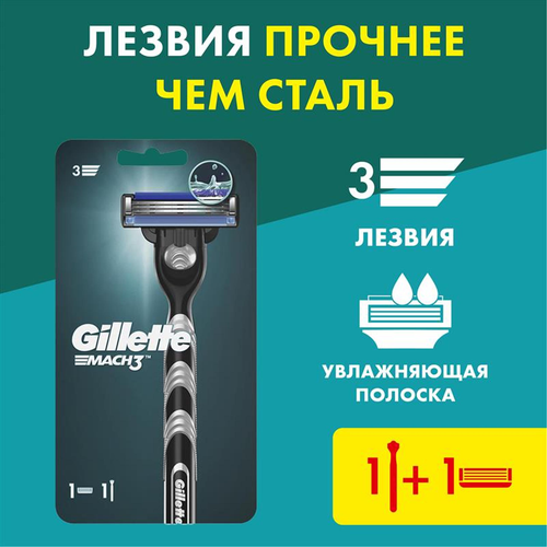 Бритва GILLETTE Mach3, с 1 сменной кассетой, вид