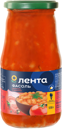 Фасоль печеная ЛЕНТА в аджике, 530г, крупный план