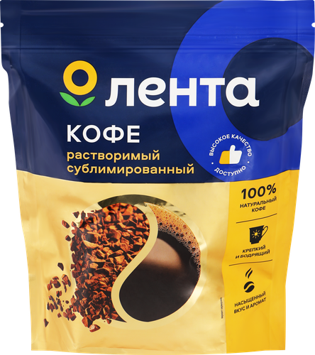 Кофе растворимый ЛЕНТА сублимированный, 450г, крупный план