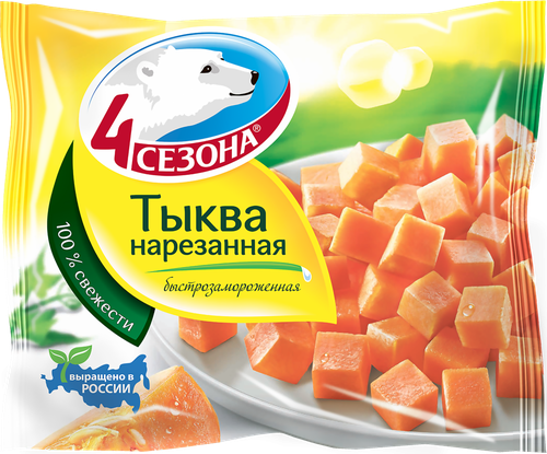 Тыква замороженная 4 СЕЗОНА нарезанная, 400г, вид