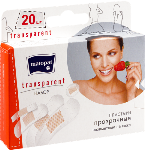 Пластыри MATOPAT Transparent, 20шт, крупный план