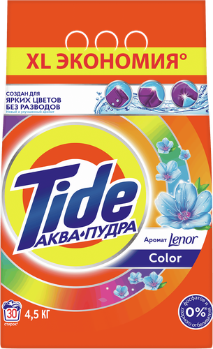 Стиральный порошок для цветного белья TIDE Аквапудра Color Аромат Lenor, автомат, 4,5кг, изображение