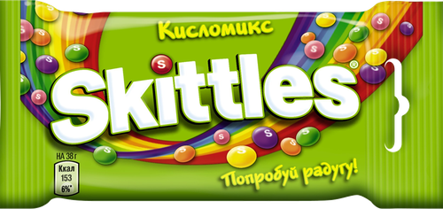 Драже SKITTLES Кисломикс в сахарной глазури со вкусом малины, ананаса, мандарина, вишни, яблока, 38г, детальное фото