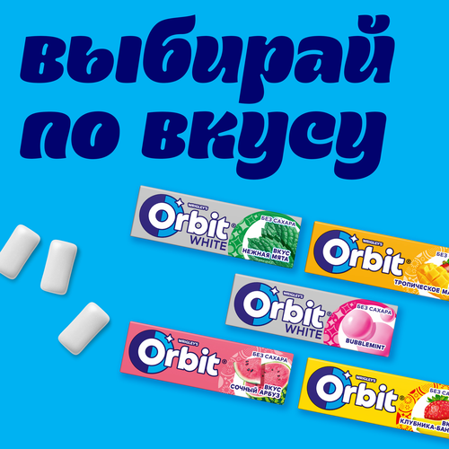 Жевательная резинка ORBIT Белоснежный Классический с ароматом мяты, 13,6г, фото