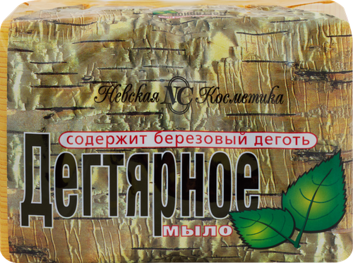Туалетное мыло НЕВСКАЯ КОСМЕТИКА Дегтярное, с березовым дегтем, 4шт, изображение
