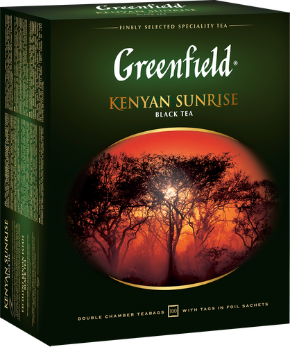 Чай черный GREENFIELD Kenyan Sunrise, 100пак, крупный план