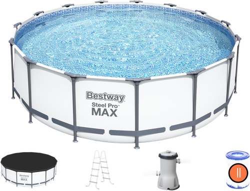 Бассейн каркасный BESTWAY Steel Pro Max 16015л 457х122см, с фильтром- насосом, лестницей и тентом,Арт. 56438, картинка