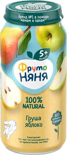 Пюре фруктовое ФРУТОНЯНЯ Груша, яблоко, с 5 месяцев, 250г, фото