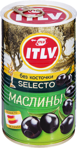 Маслины без косточки ITLV Selecto черные, 350г, вид
