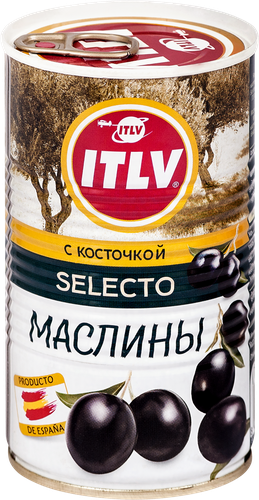 Маслины с косточкой ITLV Selecto черные, 350г, фото