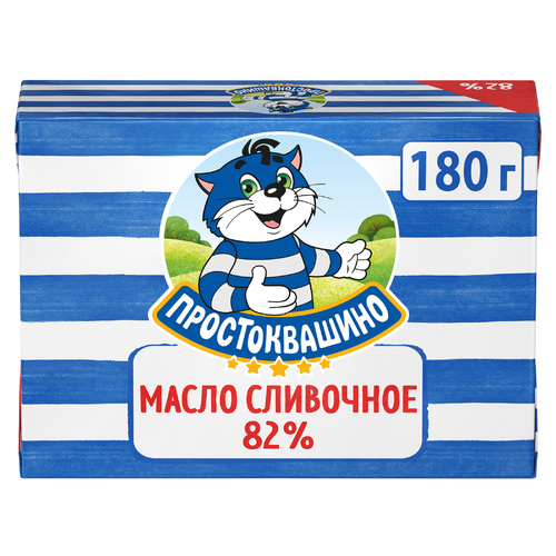 Масло сливочное ПРОСТОКВАШИНО 82% высший сорт, без змж, 180г, картинка