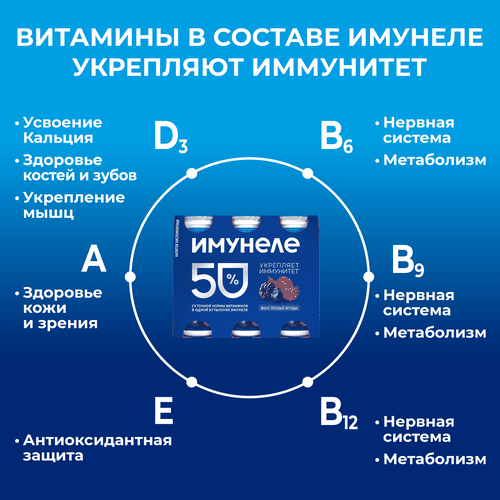 Напиток кисломолочный ИМУНЕЛЕ Лесные ягоды 1,2%, без змж, 100г, фотография