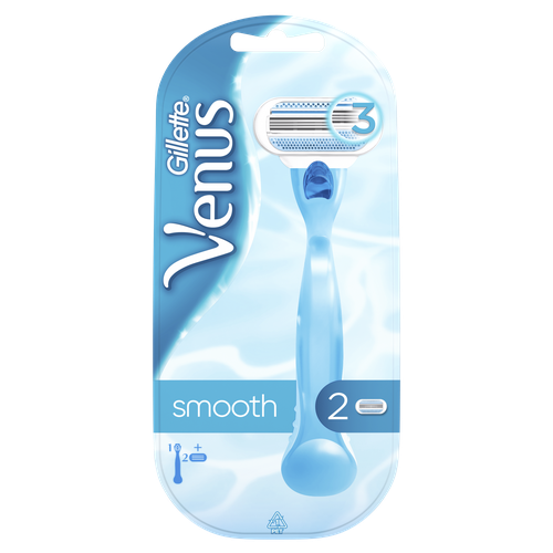 Бритва женская GILLETTE Venus Smooth, с 2 сменными кассетами, детальное фото