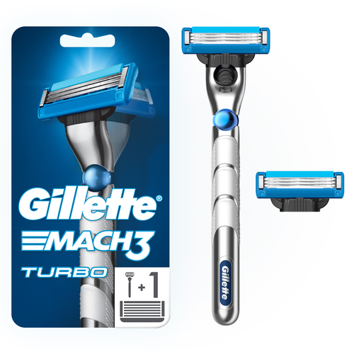 Бритва GILLETTE Mach3 Turbo, с 2 сменными кассетами, детальное фото