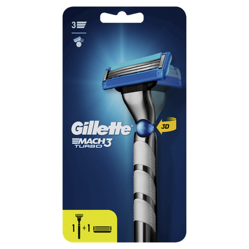 Бритва GILLETTE Mach3 Turbo, с 2 сменными кассетами, изображение