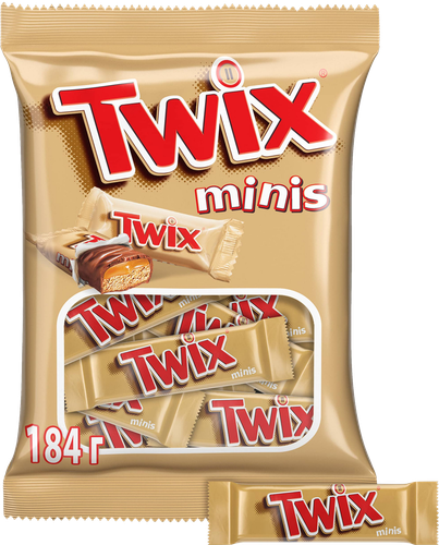 Конфеты TWIX Minis с печеньем и карамелью, покрытые молочным шоколадом, 184г, картинка