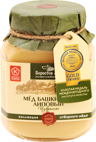 Мед липовый БЕРЕСТОВ А.С. Избранное Башкирхан натуральный, 500г, вид