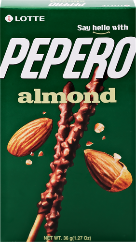 Соломка LOTTE Almond Pepero в шоколадной глазури с миндалем, 36г, вид