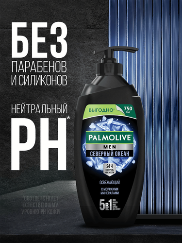 Гель для душа мужской PALMOLIVE Men Северный океан с морскими минералами 3в1, 750мл, фото