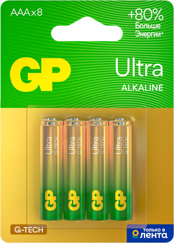Батарейки алкалиновые GP Ultra Alkaline AАA, 8шт, вид