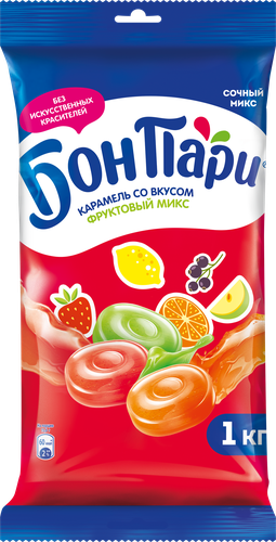 Карамель леденцовая БОН ПАРИ Фруктовый микс, 1кг, крупный план