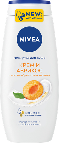 Гель-уход для душа NIVEA Крем и абрикос увлажняющий, 250мл, изображение