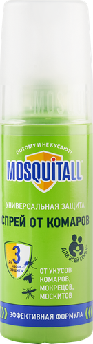 Спрей от комаров и москитов MOSQUITALL Универсальная защита, 100мл, фотография