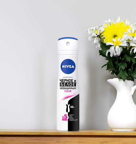 Дезодорант-антиперспирант спрей женский NIVEA Черное и Белое Невидимая защита для тела, 150мл, изображение