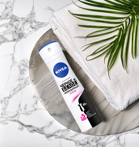 Дезодорант-антиперспирант спрей женский NIVEA Черное и Белое Невидимая защита для тела, 150мл, детальное фото